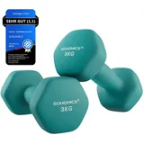 SONGMICS Kurzhanteln Set 2 Stück 2x3 kg Hanteln Kurzhanteln Hexagon Neopren Beschichtung für Krafttraining Training Fitness Home Aquamarin SYL906Q01