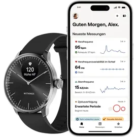Withings ScanWatch Light 37 mm schwarz, Sport Fluorelastomer-Armband schwarz