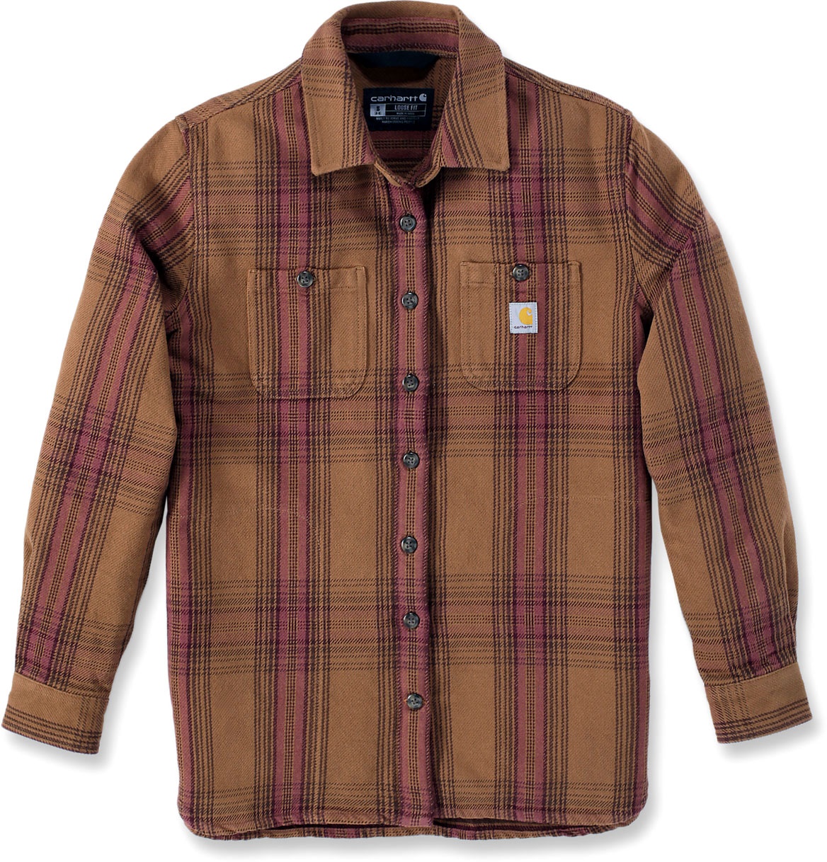 Carhartt Twill Plaid, chemise femme - Marron Clair/Rouge Clair - M