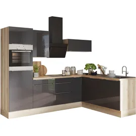 kochstation Winkelküche L-Form 270 cm grau