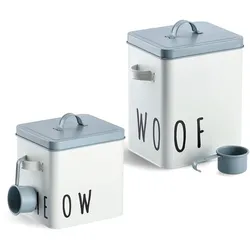 Vorratsdose ZELLER PRESENT "Woof", blau (weiß, blau), B:16,2cm H:25,8cm L:23,4cm, Metall, Lebensmittelaufbewahrungsbehälter, für Hundefutter