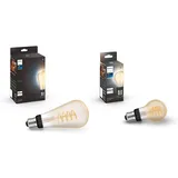 Philips Hue White E27 Filament ST72 & White Ambiance E27 Filament Lampe Einzelpack (550 lm), dimmbare LED Lampe für das Hue Lichtsystem mit allen Weißtönen, smarte Lichtsteuerung über Sprache und App