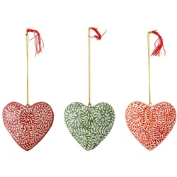 Bloomingville - Cassidy Ornament, rot / grün (3er-Set)