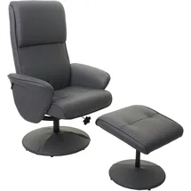 Mendler Relaxsessel Helsinki, Fernsehsessel Relaxliege TV-Sessel mit Hocker - Kunstleder, mattgrau