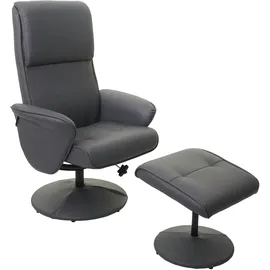 Mendler Relaxsessel Helsinki, Fernsehsessel Relaxliege TV-Sessel mit Hocker - Kunstleder, mattgrau