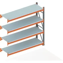 Meta Großfachregal Anbauregal 2700 x 2700 x 800 mm verzinkt / rotorange multipal S + Stahlpaneelen