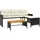 vidaXL Gartensofa in L-Form mit Tisch und Kissen Schwarz Poly Rattan