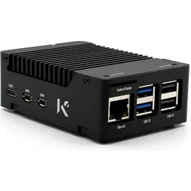 KKSB Gehäuse für Raspberry Pi 5, passive Kühlung durch Kühlkörper, Aluminium, eloxiert, schwarz