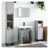 vidaXL Badmöbel-Set Grau Sonoma 2-tlg. Holzwerkstoff