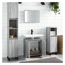 vidaXL Badmöbel-Set Grau Sonoma 2-tlg. Holzwerkstoff