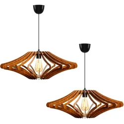 WellHome 2er-Set Deckenlampen 55cm in Walnuss-Design Engel