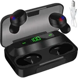 Izoxis Sport-Kopfhörer In Ear mit Ladeetui Kabellos Bluetooth Powerbank LCD-Display Schwarz 23533 - Schwarz