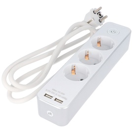goobay 3-fach Steckdosenleiste mit Schalter und 2 USB Ports, zum Anschluss von bis zu drei Elektrogeräten und zwei USB-Geräten,