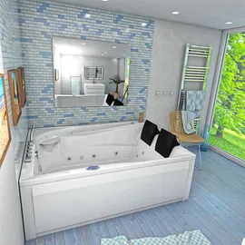AcquaVapore Whirlpool Eckbadewanne 135 x 180 cm (W12HZ-TH-A-SC)