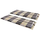 The Living Store Lattenroste 2 Stk. mit 42 Latten 7 Zonen 90 x 200 cm - Braun