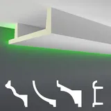 HEXIM LED Stuckleisten Muster - Indirekte Beleuchtung mit Deckenleisten aus PU, leicht & lichtundurchlässig- (20cm LED-12) Dekoration Ecke Spot Innen