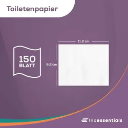 Inoverse Toilettenpapier 128 Rollen, Klopapier 3-lagig, 150 Blätter pro Rolle Wc papier