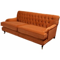 JVmoebel Chesterfield-Sofa Chesterfield modernes 3-Sitzer-Sofa aus handgefertigtem Stoff orange