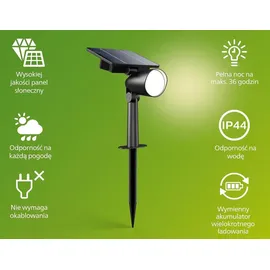 Philips Außenstandleuchte Kunststoff 18,7 cm Solar 1,4 W schwarz