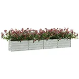 vidaXL Garten-Hochbeet verzinkter Stahl rechteckig 320 x 40 x 45 cm Silber 
