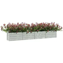 vidaXL Garten-Hochbeet verzinkter Stahl rechteckig 320 x 40 x 45 cm Silber 