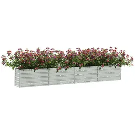 vidaXL Garten-Hochbeet verzinkter Stahl rechteckig 320 x 40 x 45 cm Silber 
