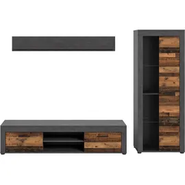 INOSIGN Wohnwand »Aosta, Breite 235cm, bestehend aus Lowboard, Wandboard, Vitrine« 3 Stk. tlg., grau