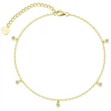 XENOX Fußkette Damen Basic Zirkonia Silber Vergoldet XS10081G