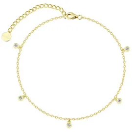 XENOX Fußkette Damen Basic Zirkonia Silber Vergoldet XS10081G