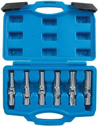 Silverline 278096 6 tlg. Zündkerzensteckschlüssel-Satz mit Gelenk 3/8'' (10.5mm)