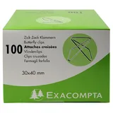 Exacompta 14765E 100er Pack ZickZack Büroklammern 30x40mm Eckklammern aus Aluminium in praktischer Aufbewahrungsbox