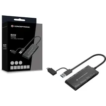 Conceptronic BIAN03B Usb/usb C Externer Kartenleser, - Black