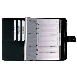 bind Zeitplaner 16501-1 DIN A6 ohne Kalender Lederimitat schwarz