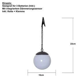 Star Trading Solarleuchte Kunststoff/Metall Dämmerungssensor 3er Set Schwarz/Weiß