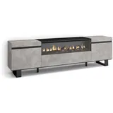 SKRAUT HOME Tv-schrank, Grau, Hellgrau, Holzwerkstoff, Rechteckig, 200x57x35 cm, Wohnzimmer, Wohnwände, Lowboards, Lowboards stehend