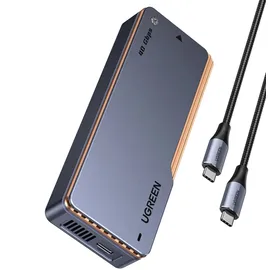 UGREEN D703 USB4 40Gb/s M2 NVMe SSD-Gehäuse mit aktiver Kühlung – Grau Grau/Silber