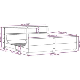 vidaXL Massivholzbett 180 x 200 cm Braun