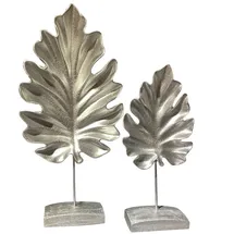 Bamyum 2er-Set Sycomore Blätter Skulptur Modern Deko Wohnzimmer Schlafzimmer, Tischdeko, Schreibtisch Deko Silber, Home Decor, Bücherregal Deko, Esstisch Statue Deko Aesthetic Dekoartikel Figuren