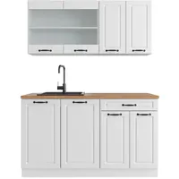 Vicco R-Line Küchenzeile Weiß Landhaus/Weiß 140 cm AP Eiche