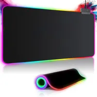 Realky Gaming Mauspad RGB Mousepad 800x300mm XXL Gaming Mousepad groß mit 14 Beleuchtungs Modi 7 LED Farben Wasserdicht Anti Rutsch für Computer PC Professionelle Gamer, Schwarz