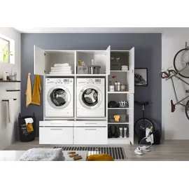 Respekta Clara Waschmaschinenschrank 184,8 x 200 x 67,6 cm Weiß Holz/Kunststoff/Metall/Spanplatte
