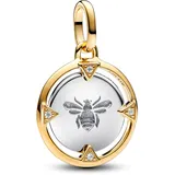 Pandora ME Biene Medaillon-Charm aus Sterling Silber mit vergoldeter Metalllegierung und Zirkonia, Kompatibel ME und Moments Armbänder, 763417C01