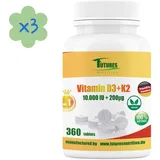 Vitamin D3 10.000 I.E + Vitamin K2 MK7 -  3 X 360 Tabletten Premium Qualität