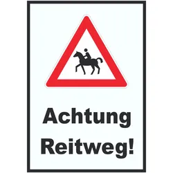 Achtung Reiterweg Schild Vorsicht Pferde A1 (594x841mm)