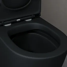 doporro Stand-WC mit WC-Sitz Schwarz matt