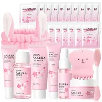 Sakura Gesichtspflege Set 29 Stück, Hauttäglich Hautpflege Set mit Schlammfilm, Cleanser, Toner, Gesicht Reinigung & Pflege, Sakura Hautpflege set für Teenager Mädchen und Frauen