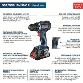 Bosch GSB 18V-90 C Professional inkl. 2 x 4 Ah + L-Boxx 06019K6004