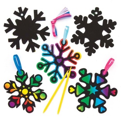 Kratzbild-Anhänger "Schneeflocke" (pro Set 10) Bastelaktivitäten zu Weihnachten