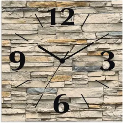 Wanduhr ARTLAND "Braune alte Ziegelmauer", beige (natur), B:30cm H:30cm T:0,3cm, Wanduhren, wahlweise mit Quarz- oder Funkuhrwerk, lautlos ohne Tickgeräusche