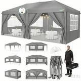 COBIZI Pavillon 3x6 m, Faltpavillon 3x6 wasserdicht stabil Faltzelt Anti-UV Faltbarer Pavillons Outdoor Faltpavillon 3x6m mit 6 Seitenwänden für Garten, Party, Hochzeit, Picknick, Markt, Grau